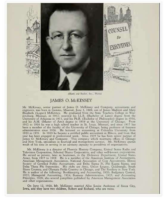 portrait of James O. McKinsey in Chicago’s Accomplishments and Leaders series